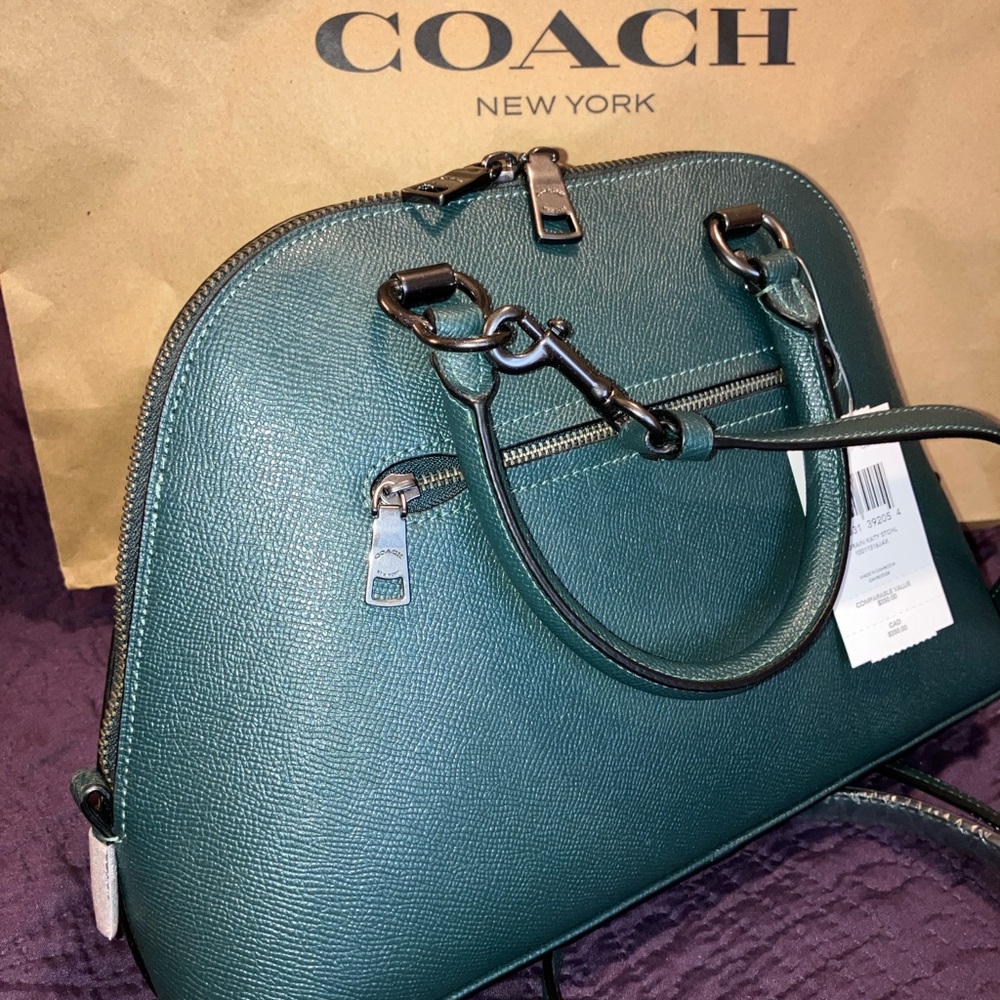 Coach Green Leather Crossbody Dome Satchel